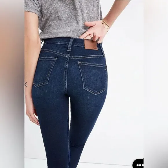 Madewell Dark Wash 10 Inch High Rise Skinny Jeans - Picture 2 of 11
